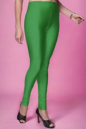 Fabulous Green Lycra Solid Leggings For Women