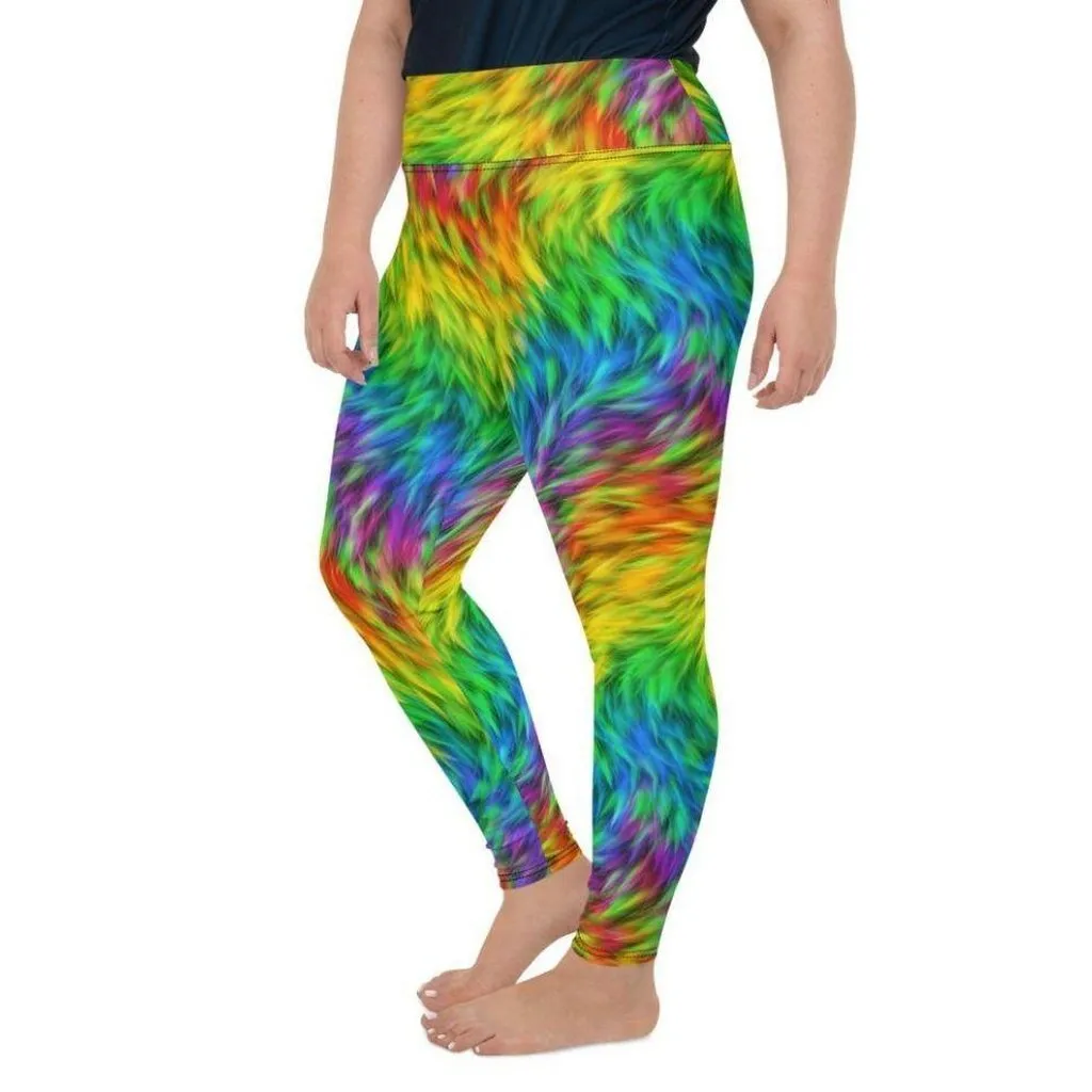 Fluffy Rainbow Plus Size Leggings