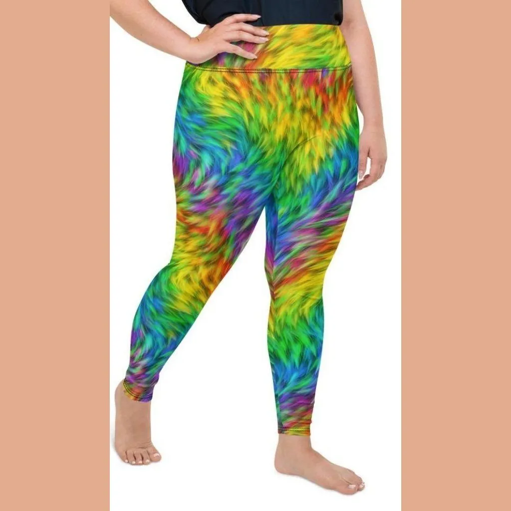 Fluffy Rainbow Plus Size Leggings