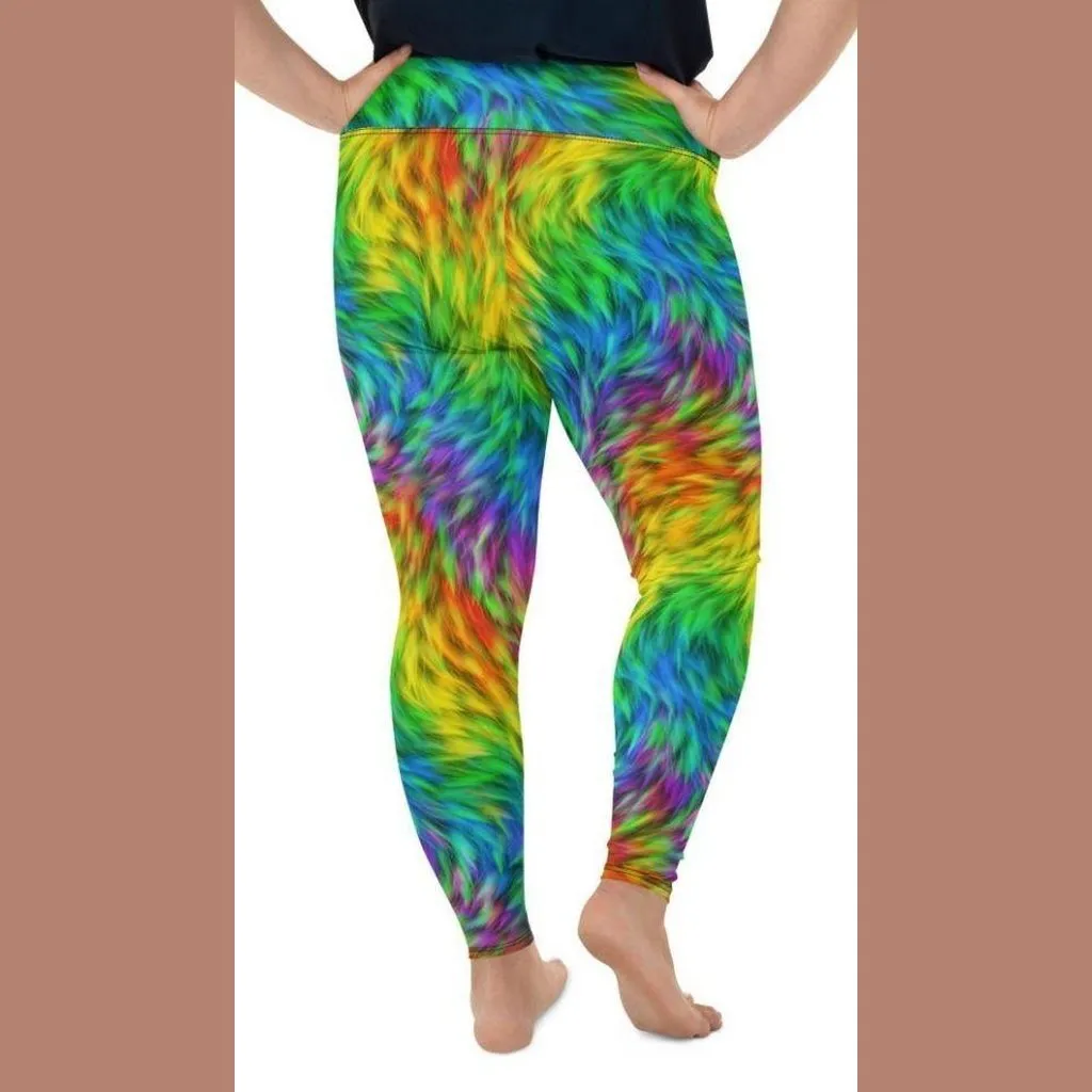 Fluffy Rainbow Plus Size Leggings