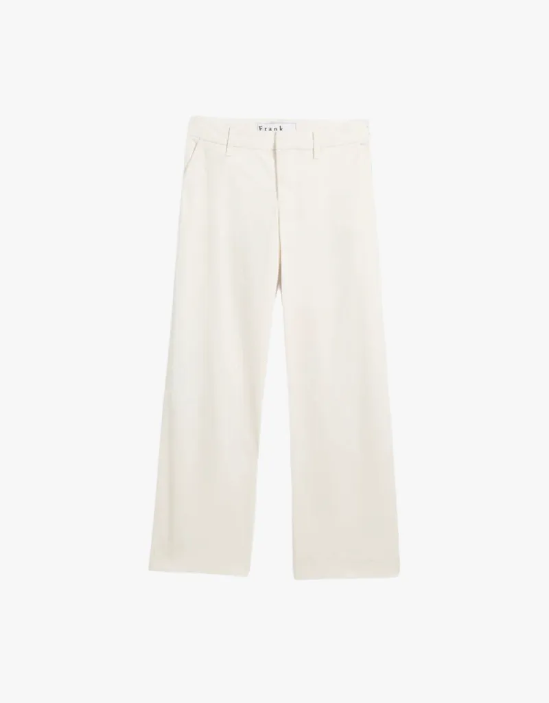 Frank & Eileen Westport The Italian Wide Leg Chinos in Chalk (Italian Performance Twill)