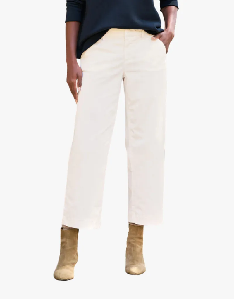 Frank & Eileen Westport The Italian Wide Leg Chinos in Chalk (Italian Performance Twill)