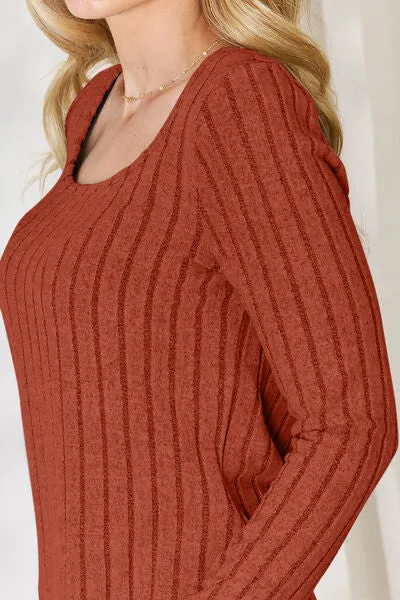 Full Size Ribbed Long Sleeve T-Shirt