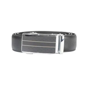 Genuine patterned leather auto lock buckle belt