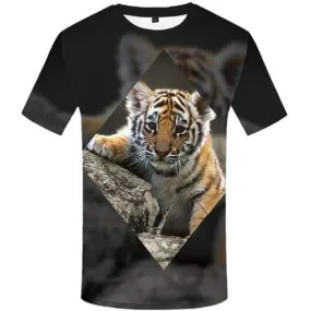 Geometric Flowers T-shirt Men Tiger T-shirts 3d Animal Tshirt Anime Abstract Shirt Print Fantasy T-shirts Graphic Short Sleeve