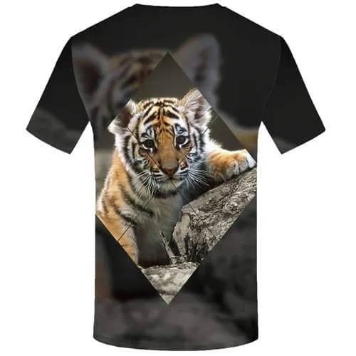 Geometric Flowers T-shirt Men Tiger T-shirts 3d Animal Tshirt Anime Abstract Shirt Print Fantasy T-shirts Graphic Short Sleeve