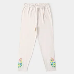 Girls Embroidered Tights Butterfly - Butter Cream