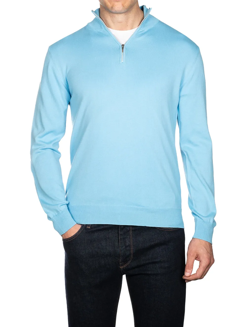 Half Zip Mock Neck Jumper Cielo Blue