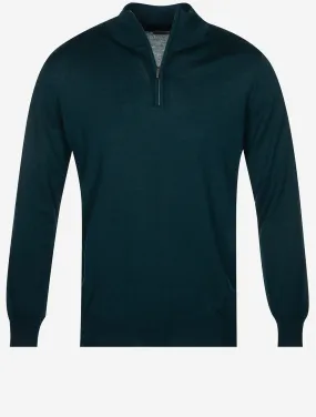 Half Zip Mock Neck Jumper Green