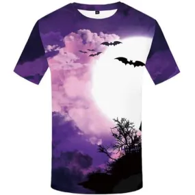 Halloween T shirts Men Moon Tshirts Casual Cloud T-shirts Graphic Bat T-shirts 3d Funny Tshirt Printed Short Sleeve T shirts