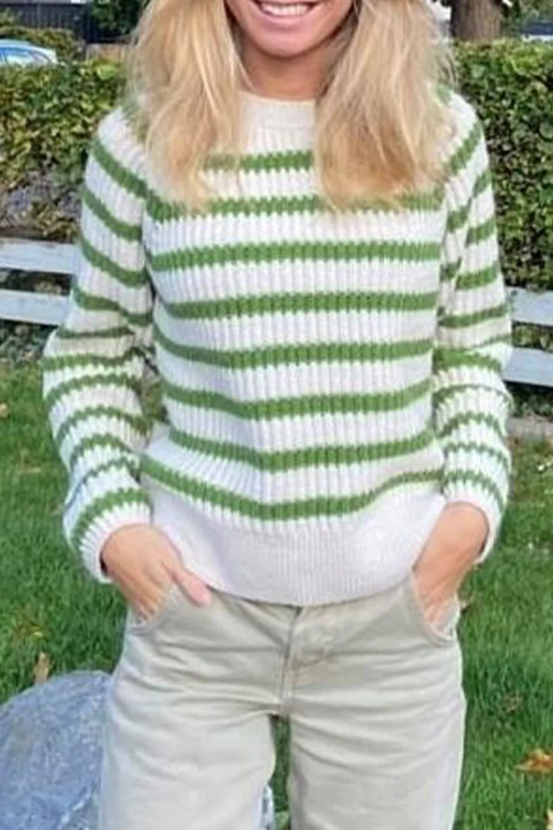 HWS1176 Cozy Stripes Knit Sweater