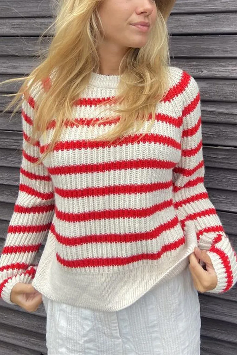 HWS1176 Cozy Stripes Knit Sweater