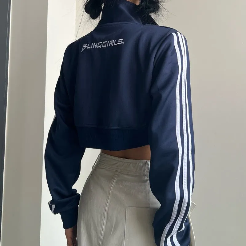 Joskaa Side Stripe Zip Up Cropped Jacket