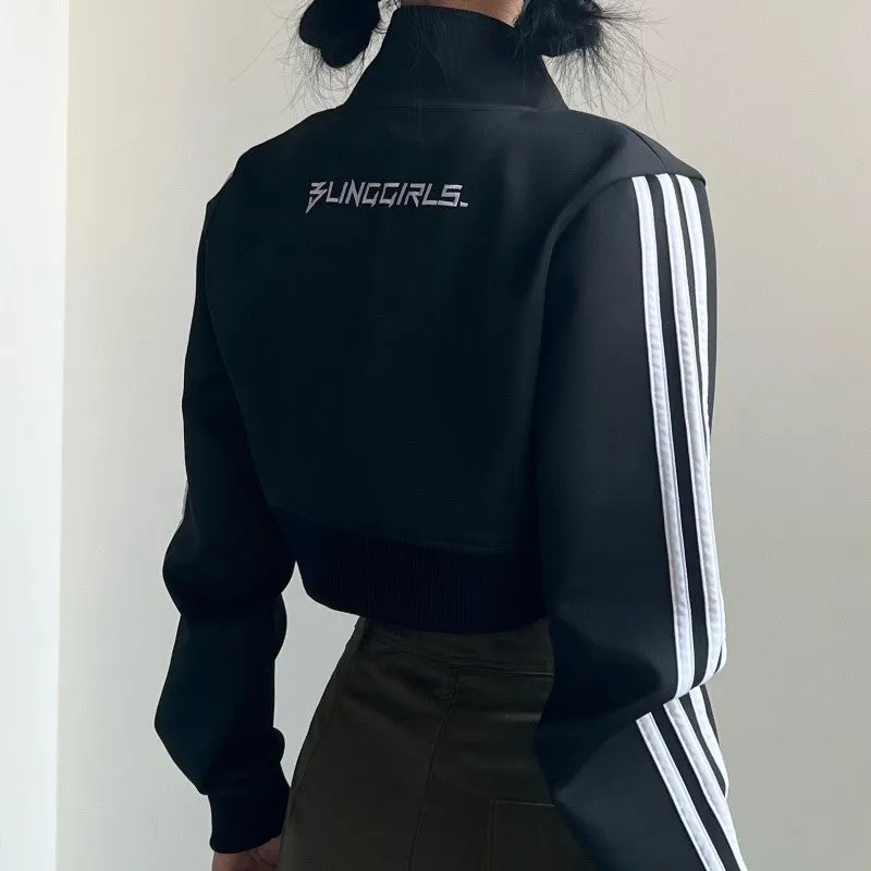 Joskaa Side Stripe Zip Up Cropped Jacket