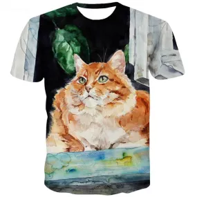 kitten shirt cat tshirt 3D art costume Casual men pet