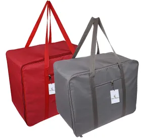 Kuber Industries 2 Pieces Rexine Jumbo Attachi Bag Travel Handbag Storage Carrying Bag, Blanket Cover, Duffle, Travel Multi-Purpose Bag (Red & Grey) CTKTC134745