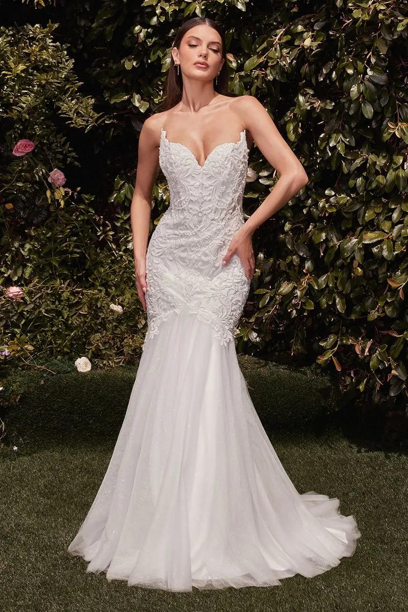 LACE EMBELLISHED STRAPLESS MERMAID WEDDING DRESS CDCDS482W