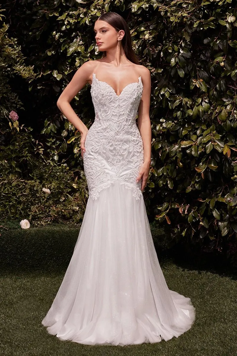 LACE EMBELLISHED STRAPLESS MERMAID WEDDING DRESS CDCDS482W