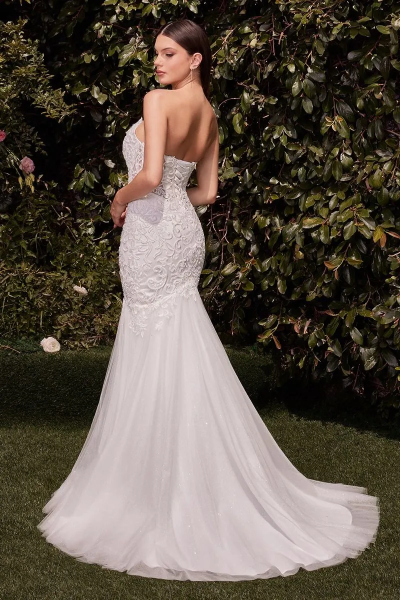 LACE EMBELLISHED STRAPLESS MERMAID WEDDING DRESS CDCDS482W