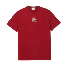 Lacoste Regular Fit Cotton Jersey Branded T-shirt (Bordeaux)