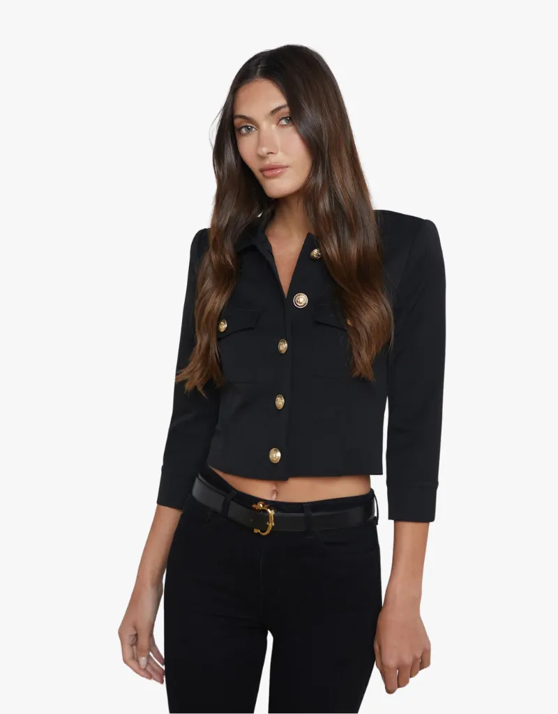 L'agnece Kumi Cropped Jacket in Black