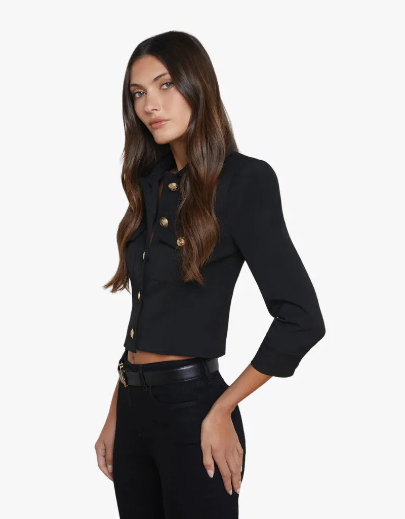 L'agnece Kumi Cropped Jacket in Black