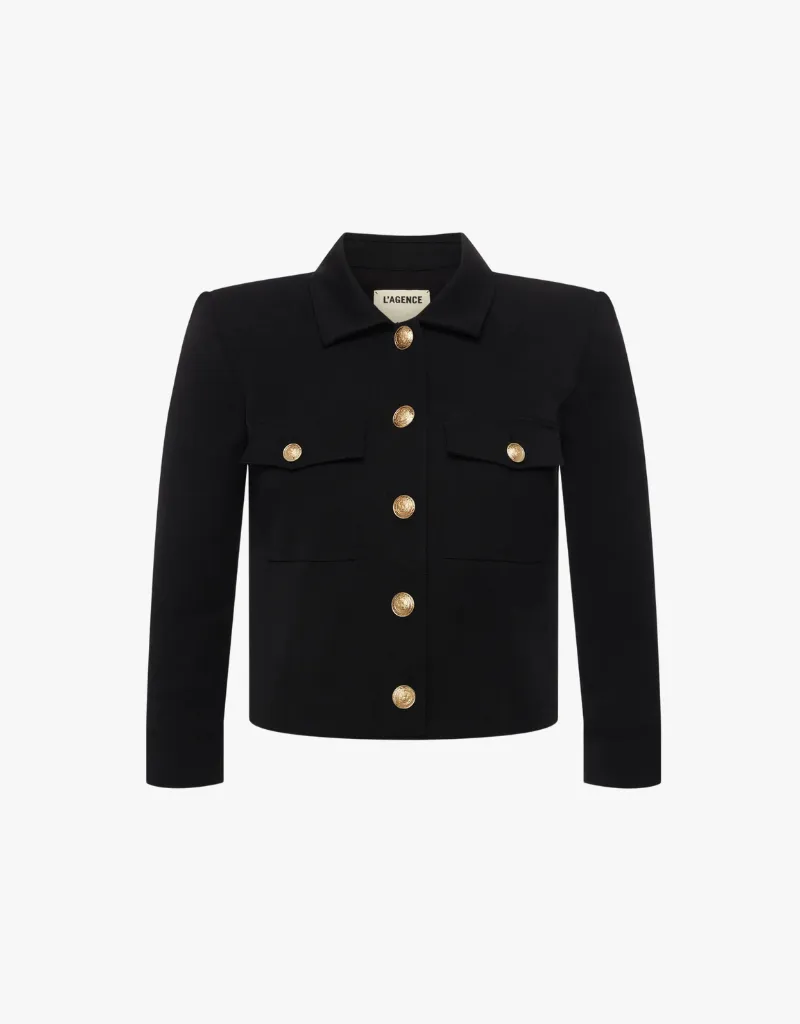 L'agnece Kumi Cropped Jacket in Black