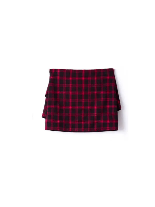 layered piece plaid skirt