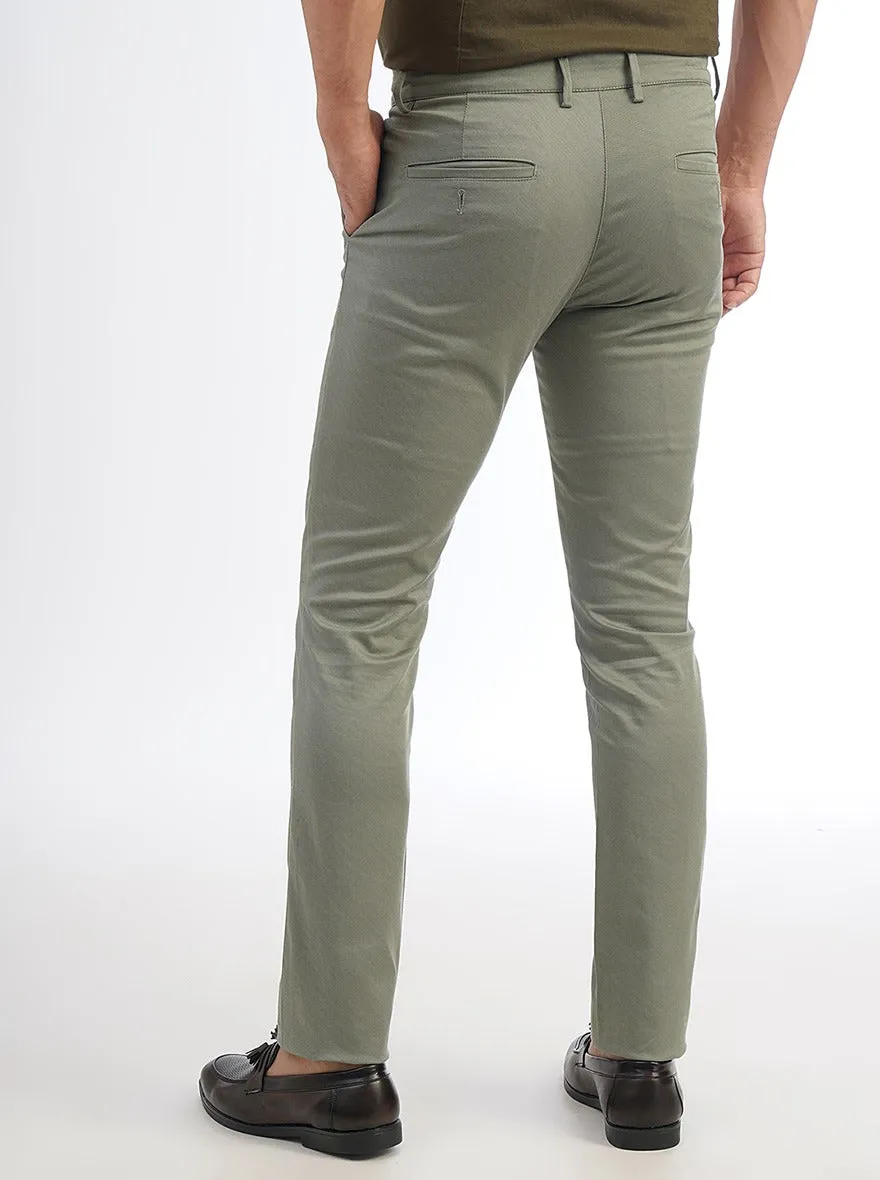 Light Green Solid Super Slim Fit Casual Trouser | Greenfibre