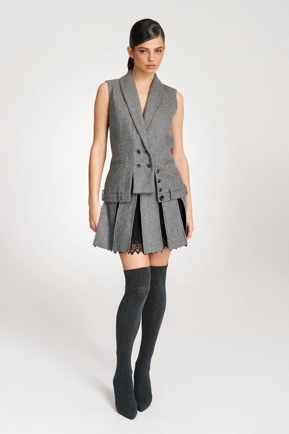 'Lima' Grey Wool Layer Suit Blazer with Vest