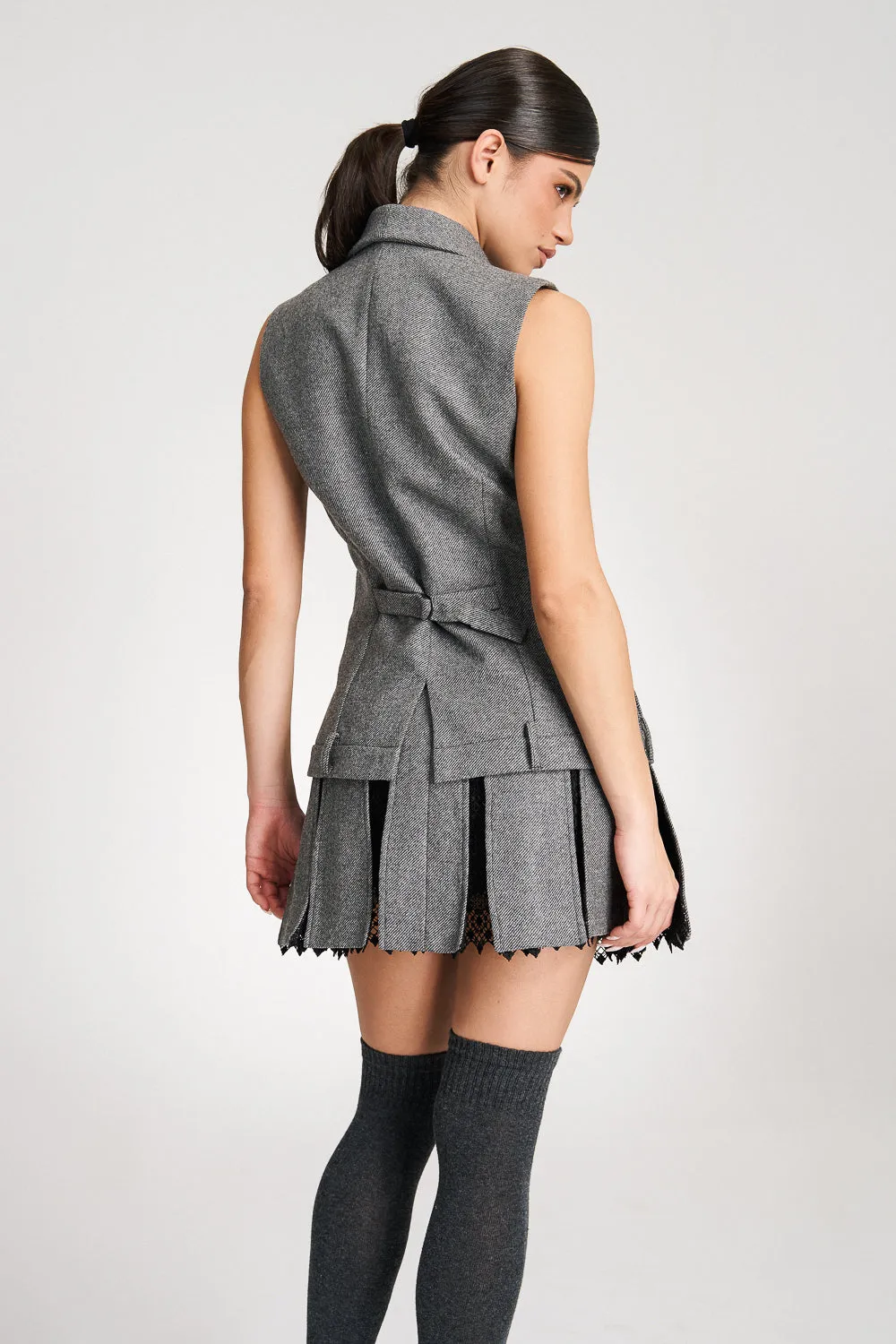 'Lima' Grey Wool Layer Suit Blazer with Vest