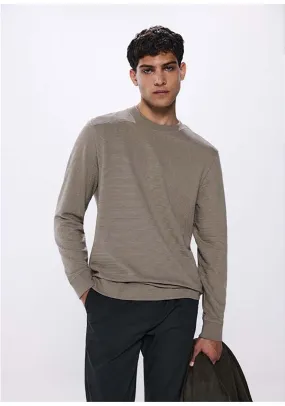 Long Sleeve T-Shirt With Cuffs - Sand