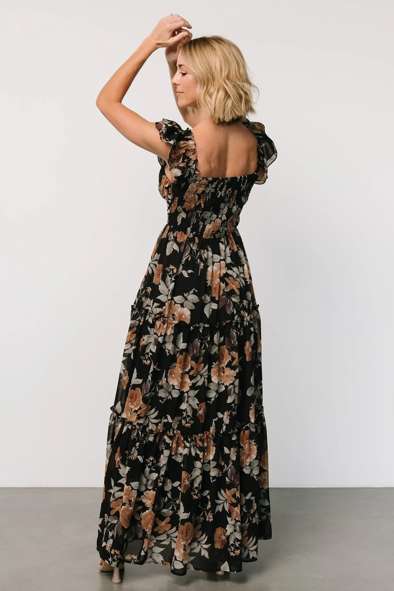 Martina Maxi Dress | Black   Copper Floral