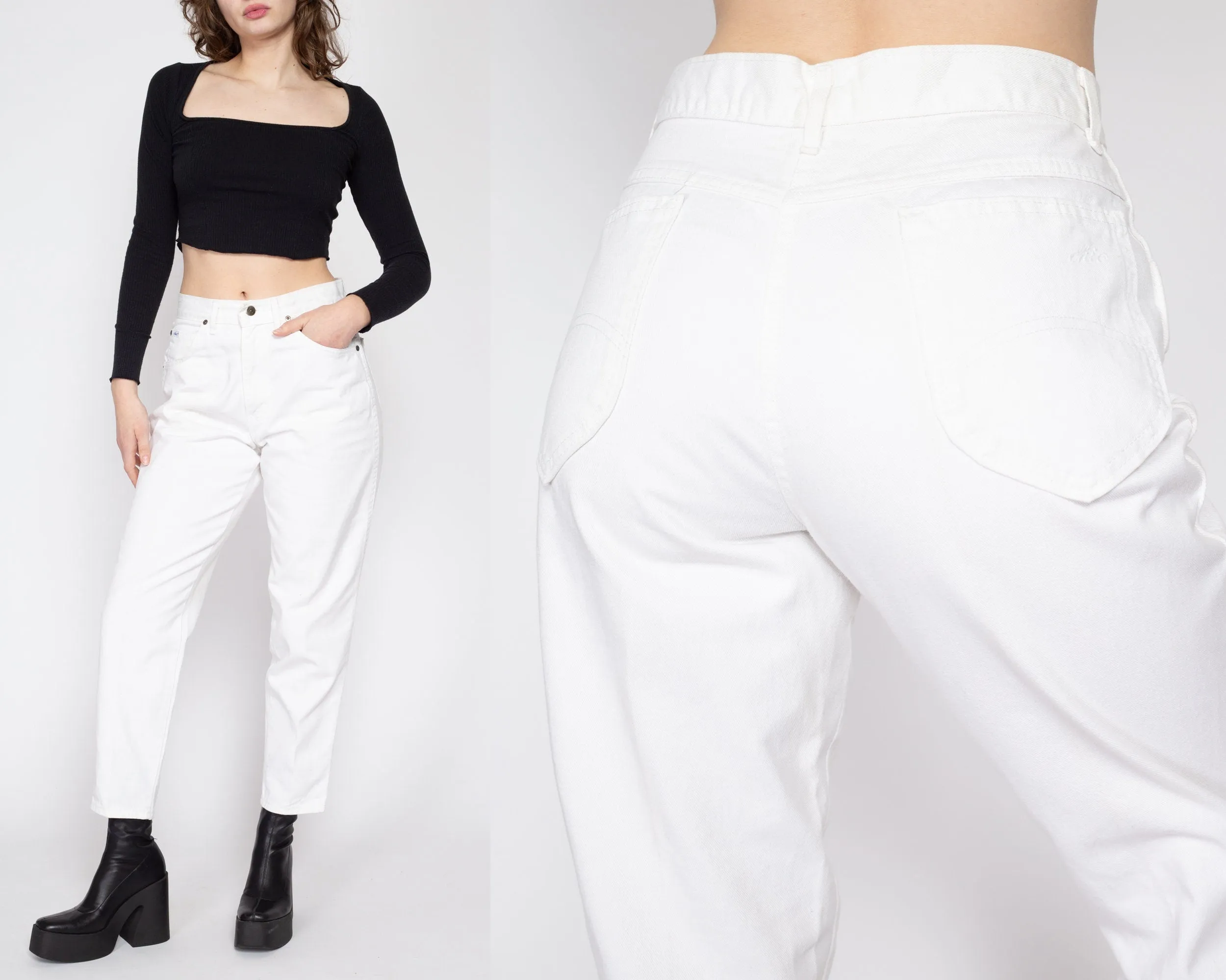 Medium 80s Chic White Denim Jeans 29" Petite