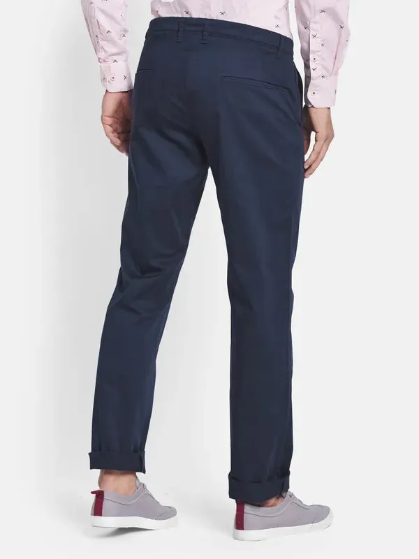 Men Navy Blue Chinos Trousers