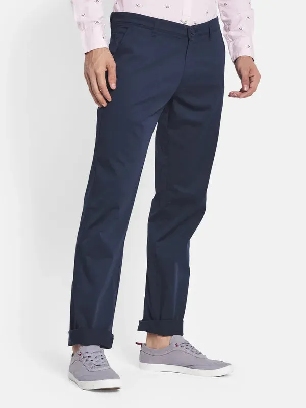 Men Navy Blue Chinos Trousers