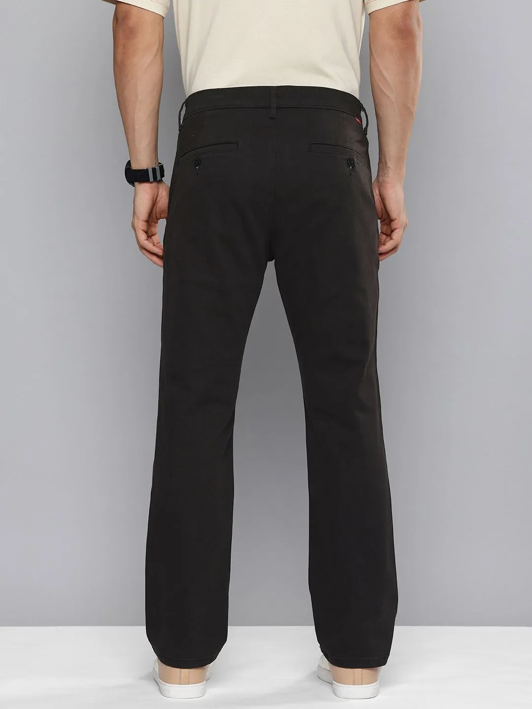 Men's Black Tapered Chinos