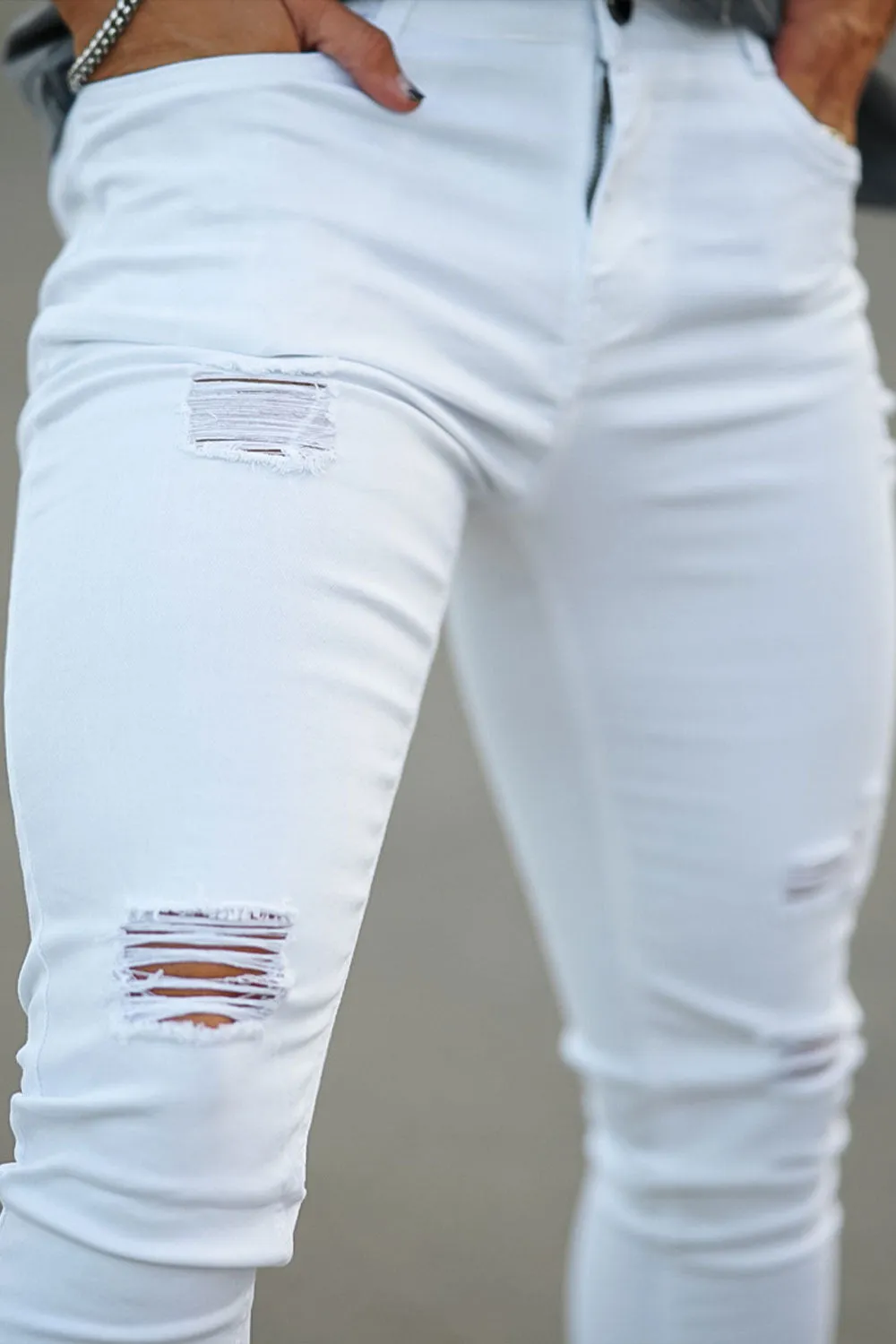 Men's Ripped Skinny Jean - White