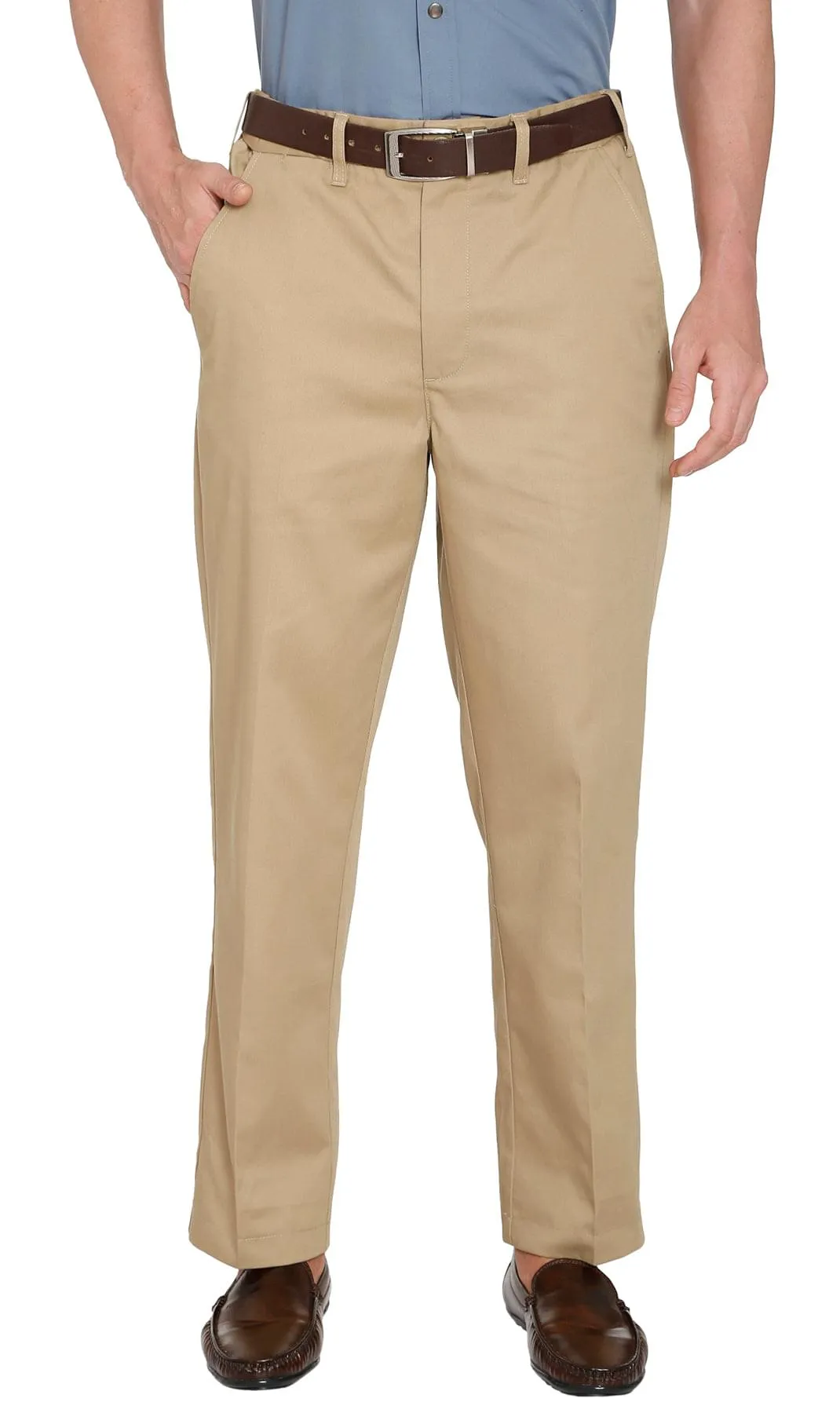 Men's Stretch Waist Chinos - Smooth Waistband Hides Comfy Elastic