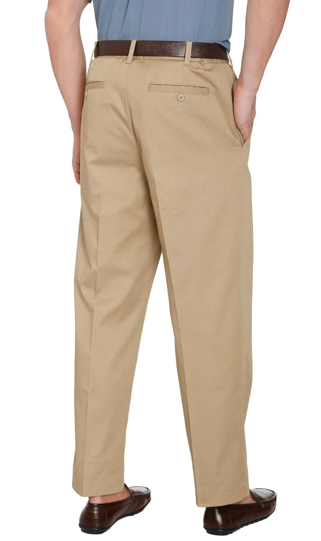 Men's Stretch Waist Chinos - Smooth Waistband Hides Comfy Elastic