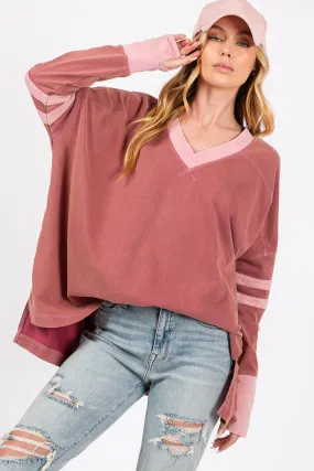 Mineral Wash Side Slit Contrast T-Shirt