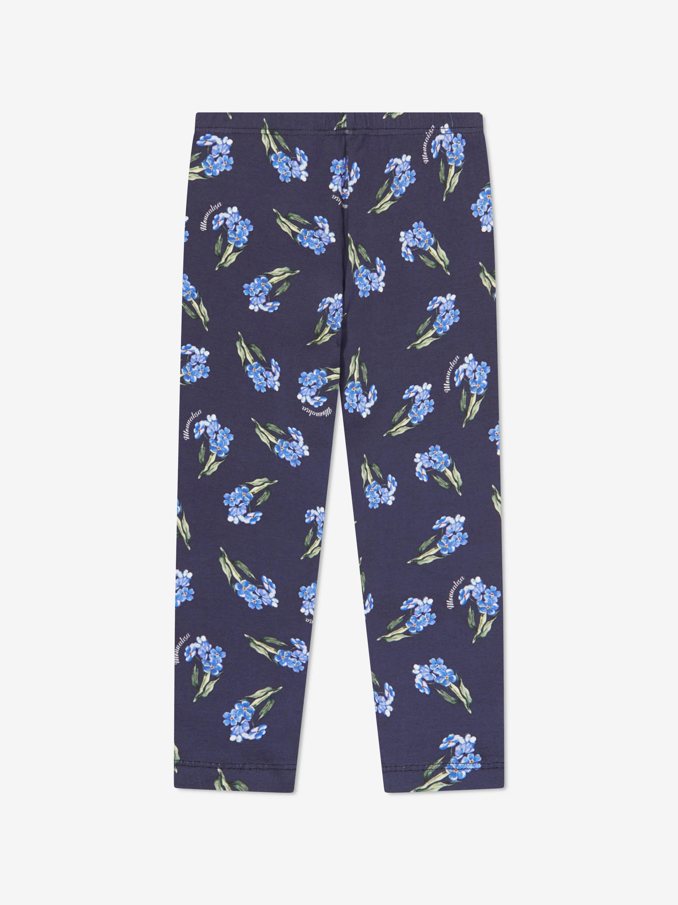 Monnalisa Girls Floral Leggings in Blue