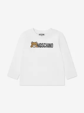 Moschino Baby Long Sleeve Logo T-Shirt in White