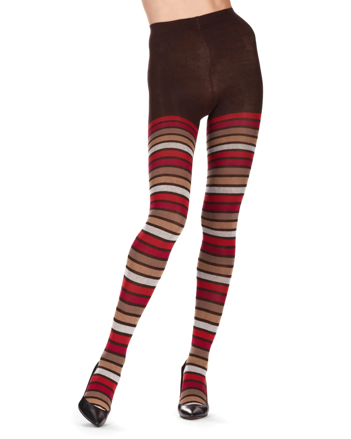 Multi Stripe Cotton Blend Sweater Tights