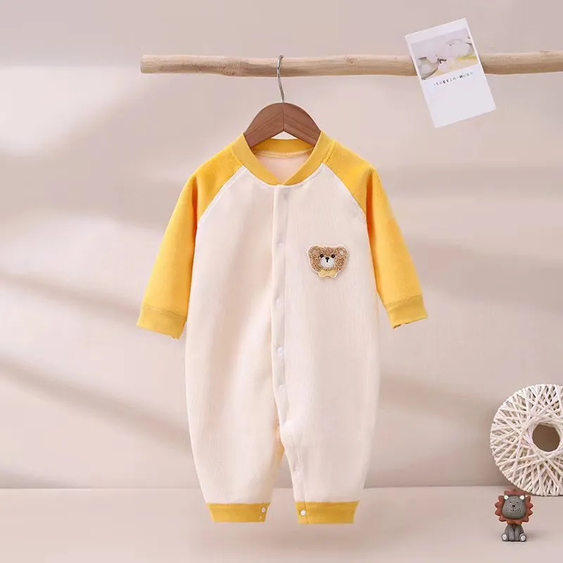 New winter baby fleece button onesie mens and womens baby comfortable outside clothes pajamas crawling clothes