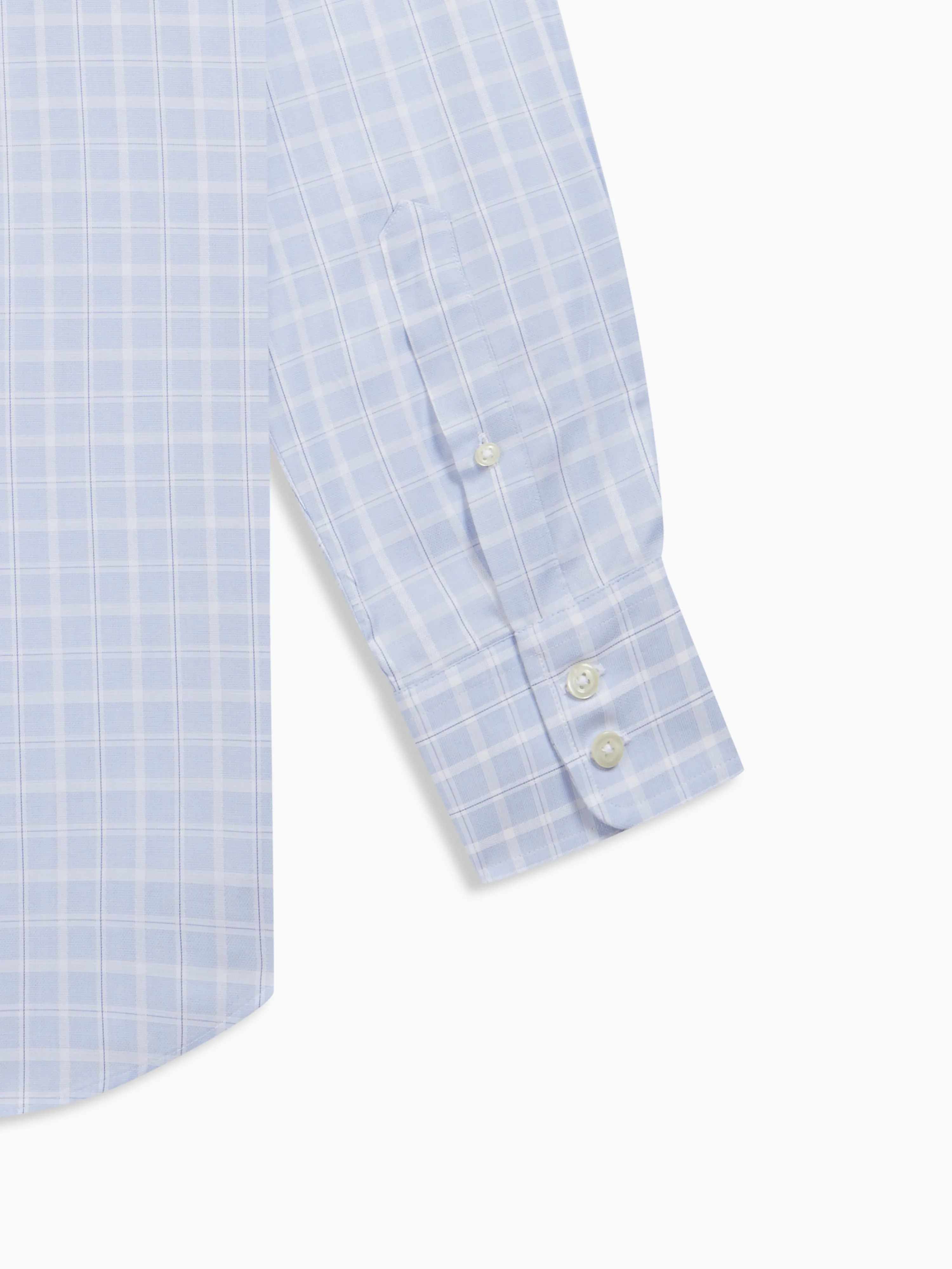 Non-Iron Blue Multi Windowpane Twill Slim Fit Single Cuff Semi-Cutaway Collar Shirt