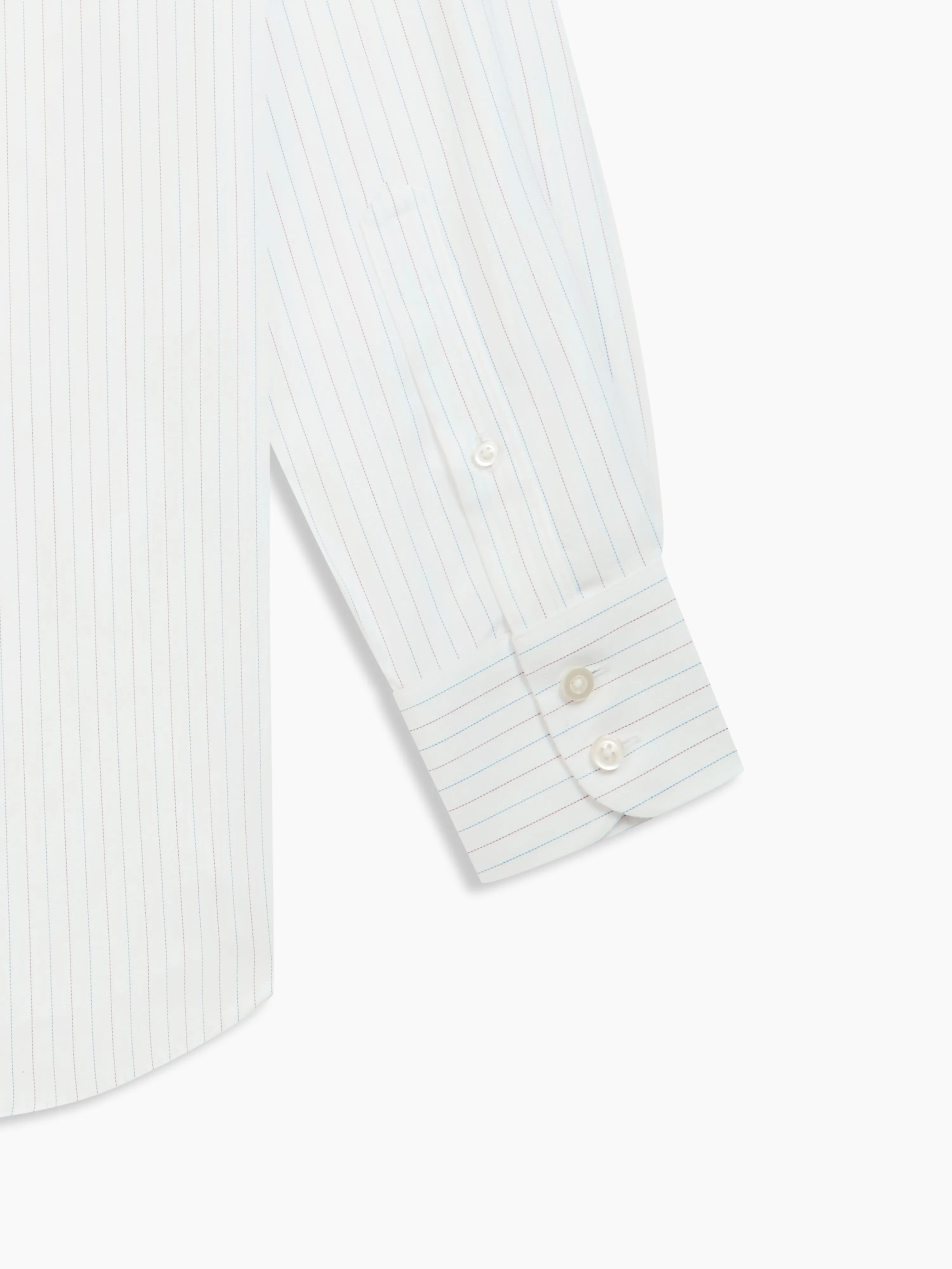 Non-Iron Navy & Red Fine Stripe Herringbone Slim Fit Single Cuff Classic Collar Shirt