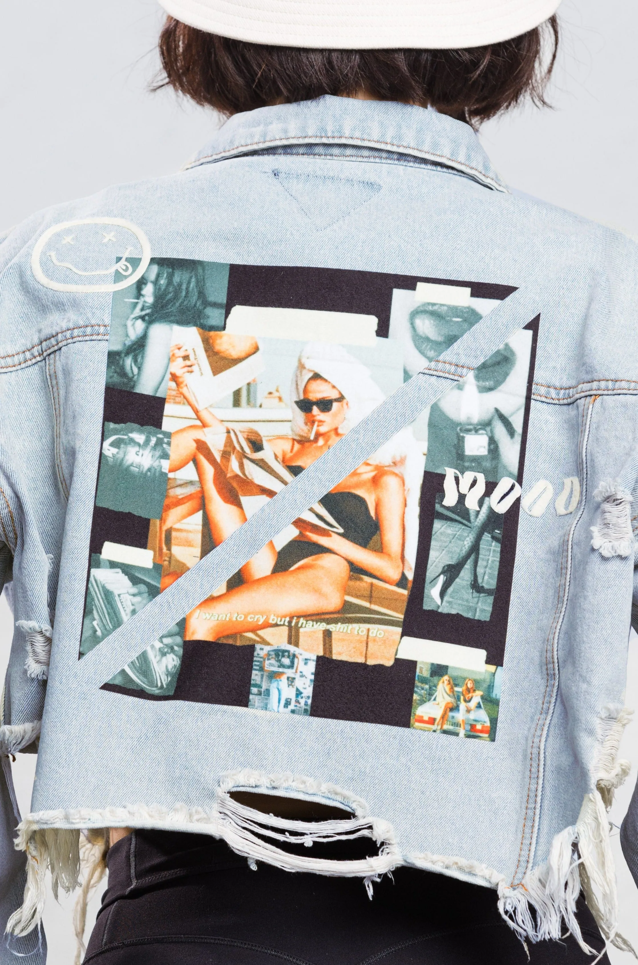 NOT IN THE MOOD Crop Denim Jacket