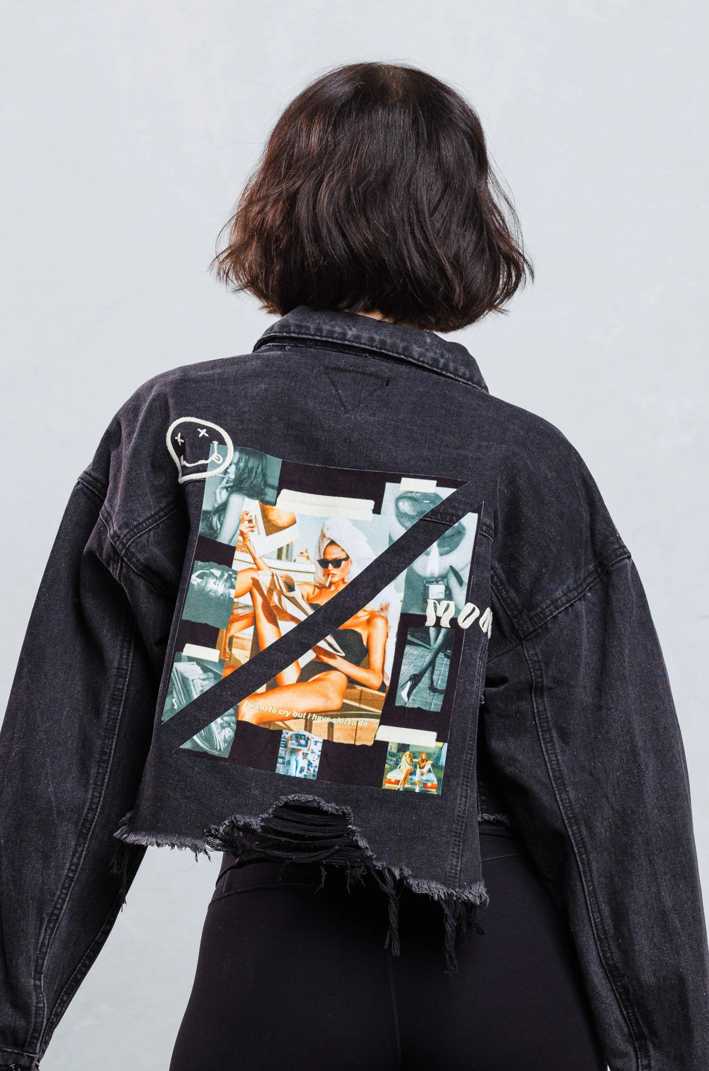 NOT IN THE MOOD Crop Denim Jacket