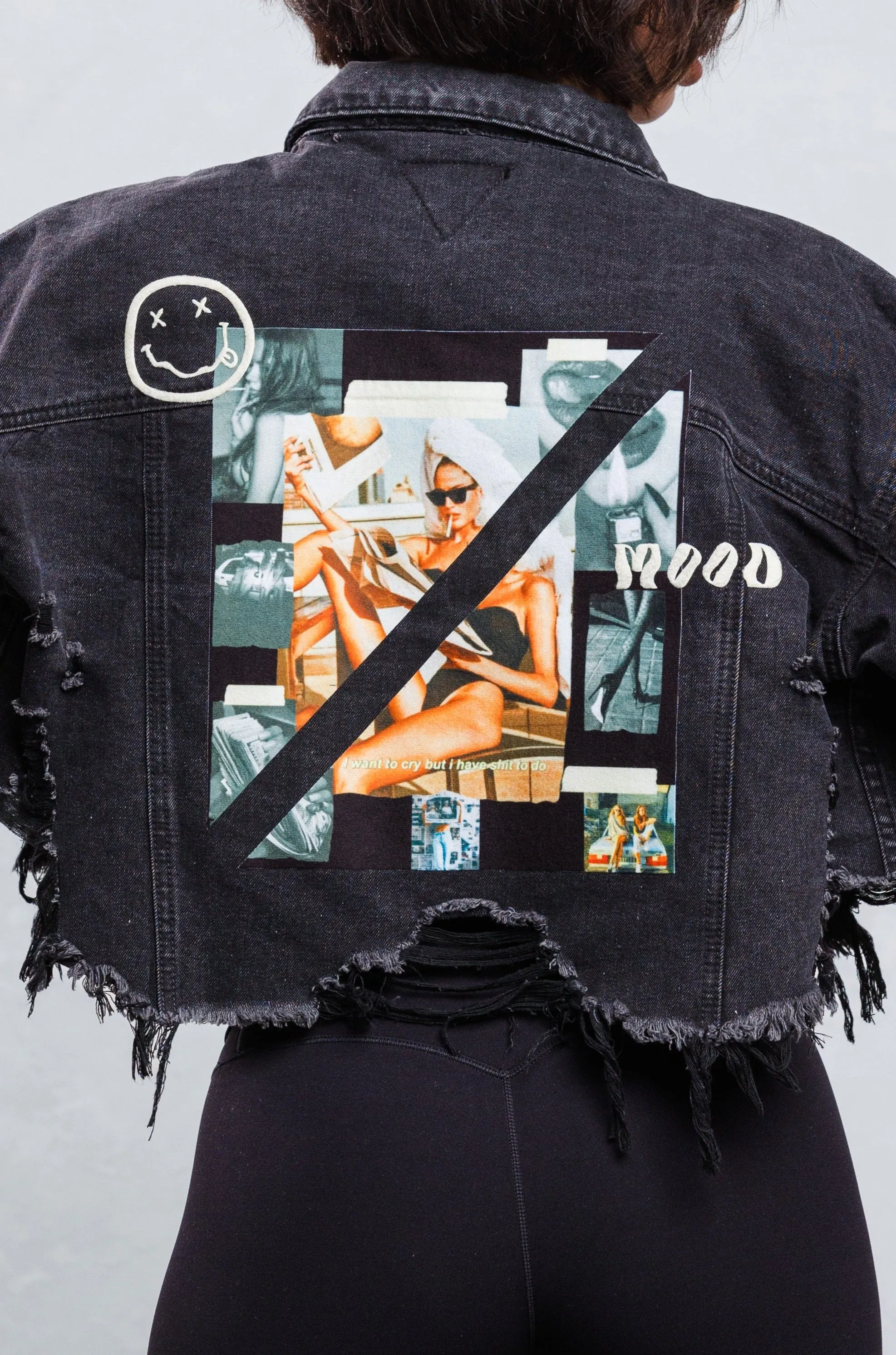 NOT IN THE MOOD Crop Denim Jacket